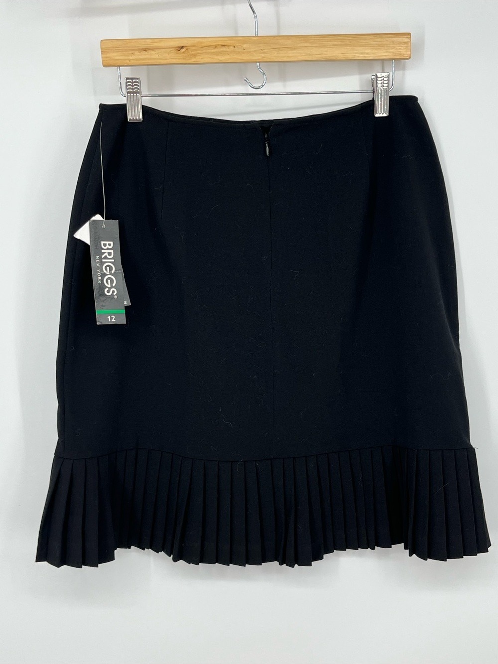 Briggs New York Black A-Line Skirt with Pleated Hem Detail